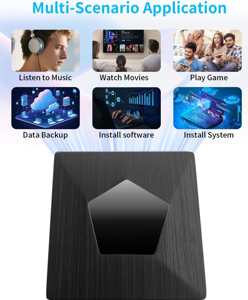MthsTec External Blu Ray Drive, External Bluray Burner with USB 3.0 & Type-C, External Bluray CD DVD Reader, Bluray Writer for PC, USB External Blu-ray Drives for Windows XP/7/8/10/11 MacOS - Image 4